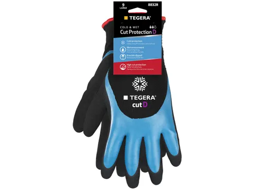 Tegera 8832R koudebestendige handschoenen, aqua blauw/zwart, maat 9, p