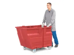 PE-kiepbak,HxLxB 900x1260x960mm,0,6m³,draagverm. 300kg,rood,Wielen