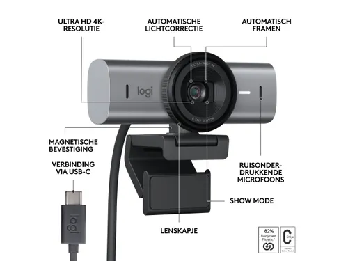 Logitech MX Brio webcam 3840 x 2160 Pixels Grafiet