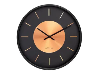 Wandklok NeXtime Retro II 25cm zwart/koper metaal - 1