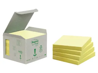 Memoblok Post-it 654-1B 76x76mm recycled geel 6 stuks à 100 vel - 2