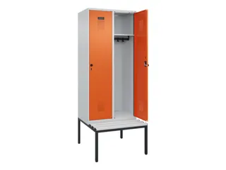 locker met bank,HxBxD 2120x800x815mm,2vak,vak B 400mm,draaigrendel - 1
