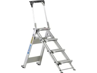 verrijdbare veiligheidstrap,eenzijdig,4treden,Stand H 0,88m - 2