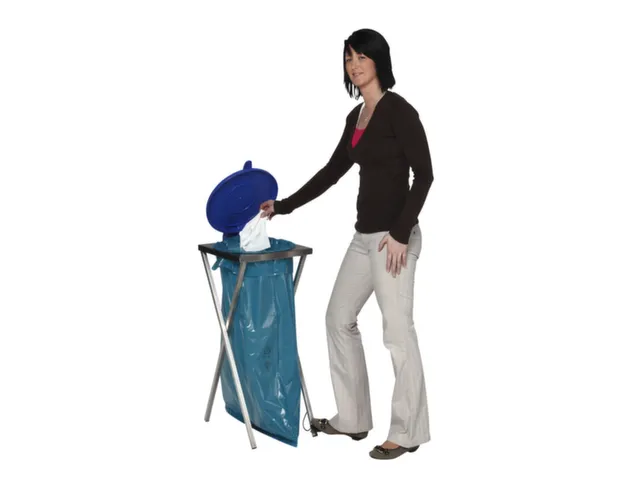 Rvs Afvalverzamelaar 120 Liter 900x400x450mm Voetpedaal Deksel Blauw