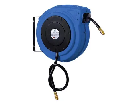 Kunststof Slanghaspel 15m Aansluiting 3/8 Water/Perslucht Pu-Slang