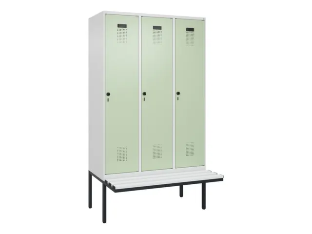 locker met bank,voor scheiding van kleding,HxBxD 2120x1200x815mm,3vak