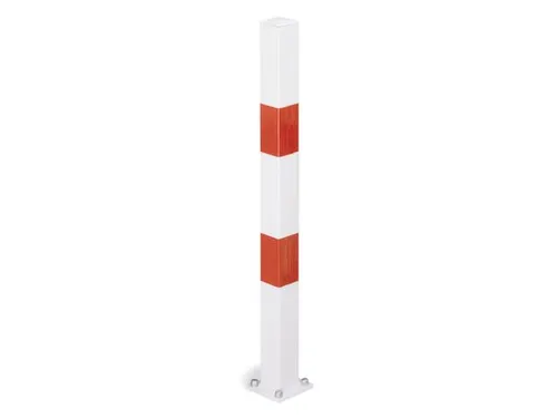 Afzetpaal Vierkant 70X 70Mm Met Bodemplaat Vast Platte Kop Wit/rood
