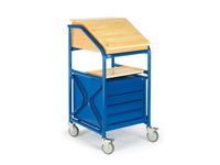 Verrijdbare lessenaar HxBxD 1240x630x690mm m. Lade klapdeksel 4lade(n)