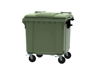 Container 1100 liter vlak deksel Groen - 1