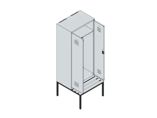 PBM-locker met bank,HxBxD 2120x800x815mm,2vak,vak B 400mm,draaigrendel