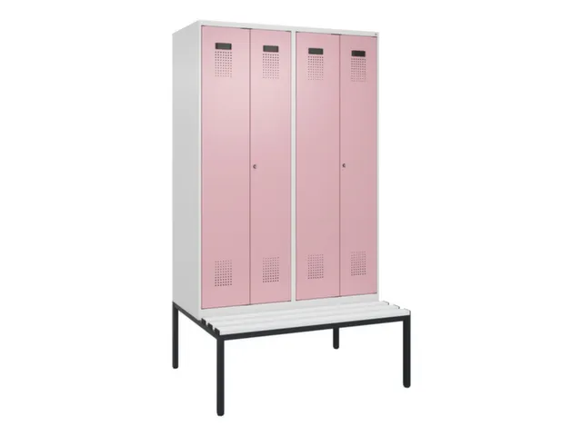 locker met bank,voor scheiding van kleding,HxBxD 2120x1200x815mm,4vak