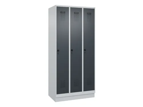 locker,HxBxD 1950x900x500mm,3vak,vak B 300mm,draaigrendel,sokkel