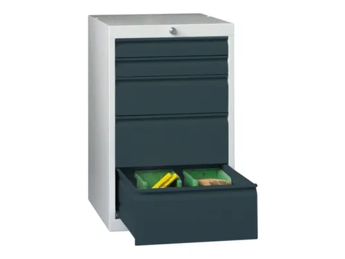 ladekast HxBxD 800x500x600mm 5laden cilinderslot RAL7035 front RAL7016