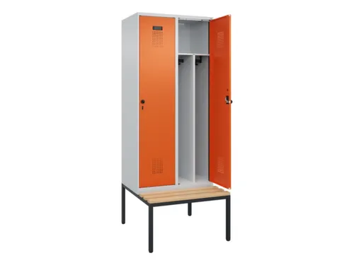locker met bank,voor scheiding van kleding,HxBxD 2120x800x815mm,2vak