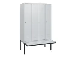 locker met bank,HxBxD 1950x1200x815mm,4vak,vak B 300mm,cil.-slot