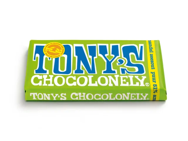 Chocolade Tony's Chocolonely reep 180gr puur amandel zeezout