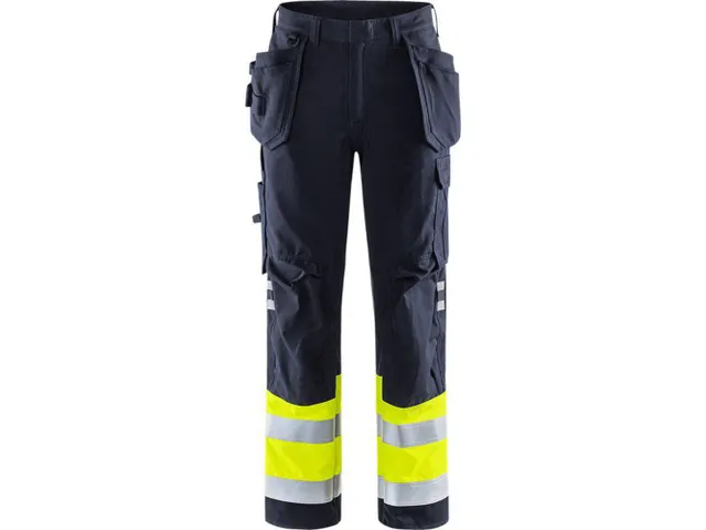 Fristads 2074 werkbroek, fluo geel/marineblauw, maat 48, per stuk