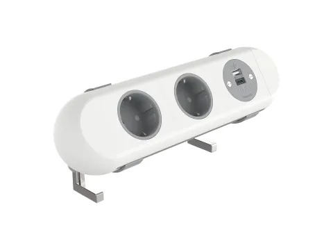 Desktop stekkerdoos Power Polar 2-voudig + USB A en C 25W Wit
