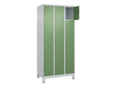 lockerkast,HxBxD 1950x900x500mm,3x5vakken,vak B 300mm,cil.-slot,voeten