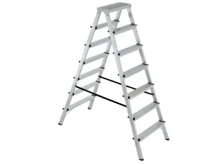 dubbele aluminium ladder beide zijden 2x7treden bordes H 1 52m - 1