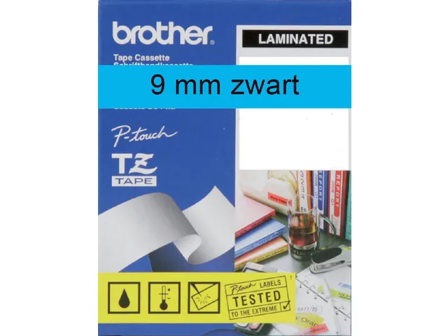 Ruban de lettrage Brother P-Touch TZe-521 standard 9mm noir sur bleu