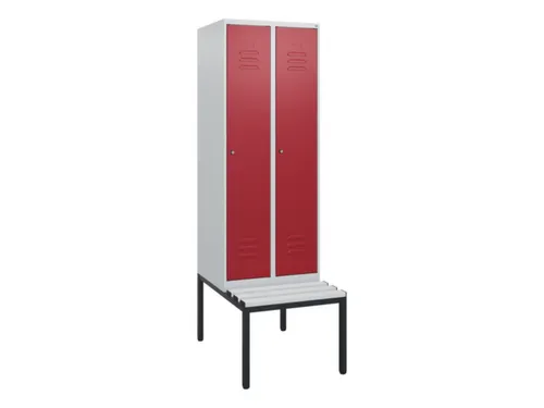 locker met bank,HxBxD 1950x600x815mm,2vak,vak B 300mm,cil.-slot