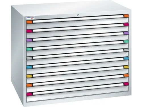 ladekast HxBxD 1000x1205x695mm 9laden RAL7035 front RAL7035