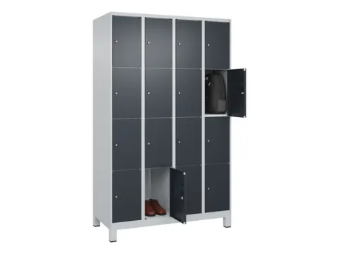 lockerkast,HxBxD 1950x1200x500mm,4x4vakken,vak B 300mm,cil.-slot