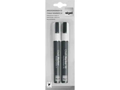 Krijtstift Sigel set 2stuks wit wig punt 1-5 mm