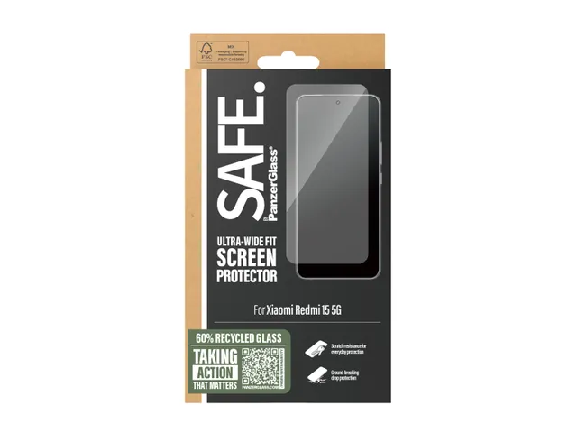 PanzerGlass SAFE. by Screen Protector Xiaomi Redmi 15 5G | Ultra-Wi