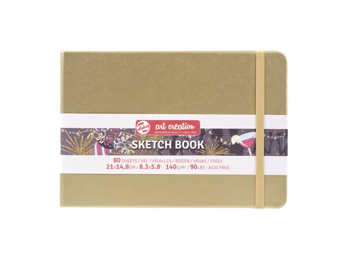 Schetsboek Talens Art Creation 80 witte vellen 140gr 210x150mm witgoud
