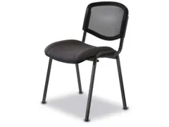 Bezoekersstoel 4Voeten Ovale Buis Zwart Zitting Stof Donkergrijs Netru