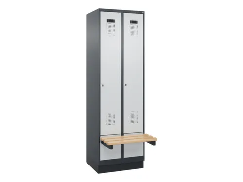 locker met bank,HxBxD 1950x600x815mm,2vak,vak B 300mm,cilinderslot