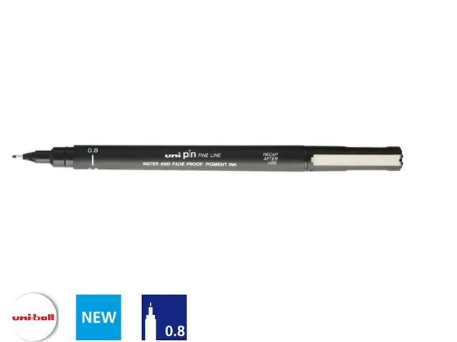 Fineliner Uni-ball Pin zwart 0.8mm