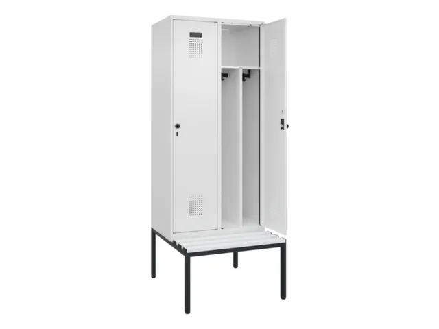 locker met bank,voor scheiding van kleding,HxBxD 2120x800x815mm,2vak
