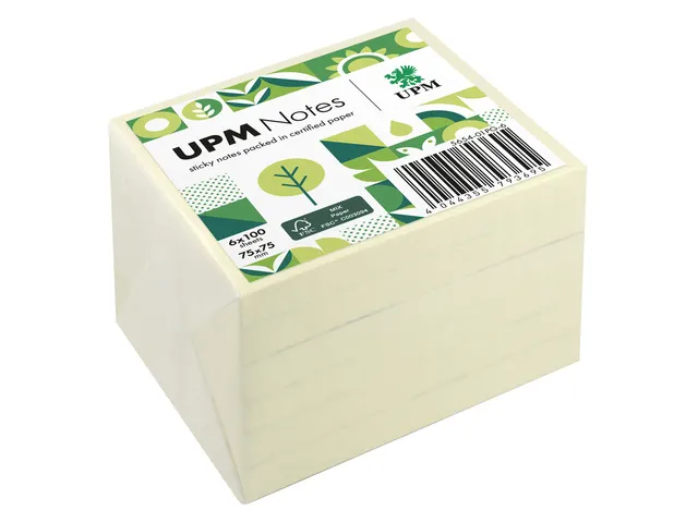 UPM notes 75x75 pastel geel pak 6x 100 vel