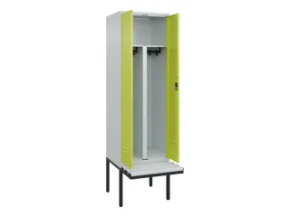PBM-locker met bank,HxBxD 2120x600x815mm,2vak,vak B 300mm,cil.-slot - 2