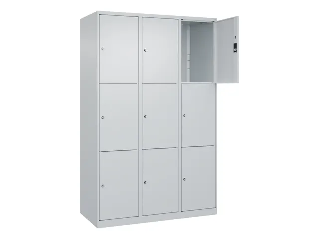 lockerkast,HxBxD 1850x1200x500mm,3x3vakken,vak B 400mm,cil.-slot