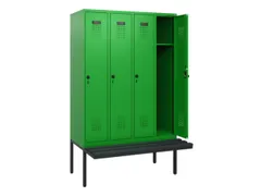 locker met bank,HxBxD 1950x1200x815mm,4vak,vak B 300mm,draaigrendel