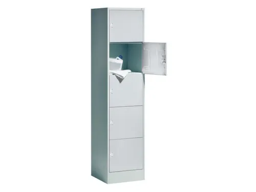 lockerkast,HxBxD 1950x460x480mm,1x5vakken,romp RAL7035,front RAL7035