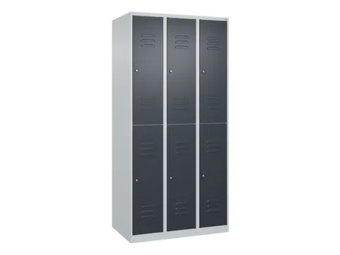 dubbeldekse locker,HxBxD 1850x900x500mm,3x2vak.,vak B 300mm,cil.-slot