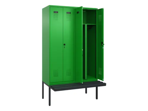 PBM-locker met bank,HxBxD 2120x1200x815mm,4vak,vak B 300mm