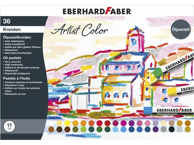 Oliepastelkrijt Eberhard Faber 11mm doos a 36 st assorti
