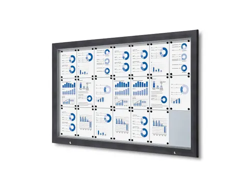 Vitrinekast mededelingenbord Outdoor 21xA4 met gasveer Antraciet