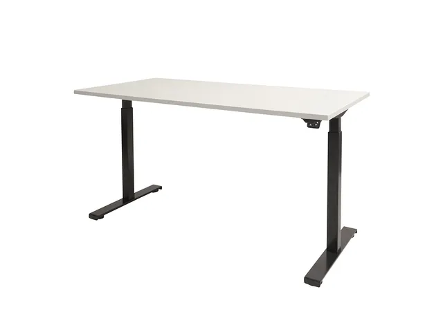 Dextro Basic Zit-sta Bureau Elektrisch 120x80 Krijtwit 25mm Zwart