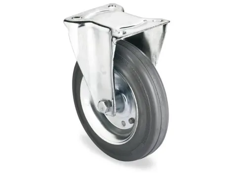 Bokwiel 50kg Dxb 80x30mm Massief Rubber Blauwgrijs Staalplaat Velg