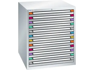 ladekast HxBxD 1000x805x695mm 12laden RAL7035 front RAL7035 - 2