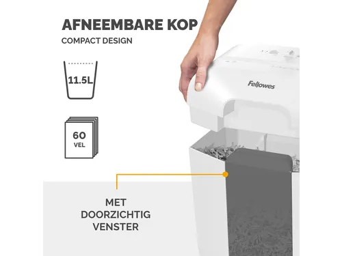 Papiervernietiger Fellowes LX25 4x37mm wit
