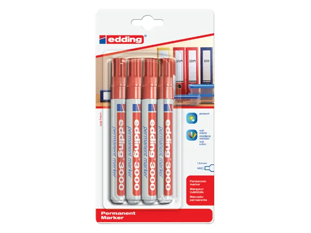 Viltstift edding 3000 rond rood 1.5-3mm blister à 4st