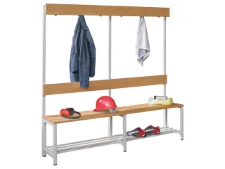 Omkleedbank LxB 1500x400mm Houten Latten Schoenenrek Haken Ral7035 - 2